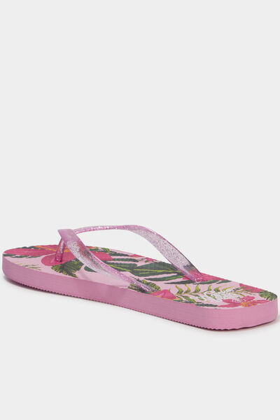 Tongs entredoigts &agrave; paillettes rose femme