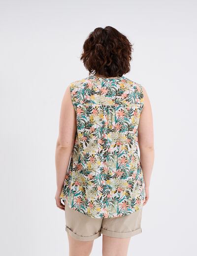 Blouse ajustée col tunisien blanc femme grande taille
