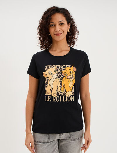T-shirt manches courtes Le Roi lion noir femme