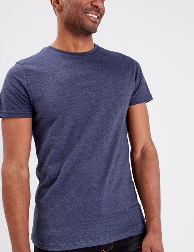 T-shirt coton manches courtes bleu marine homme