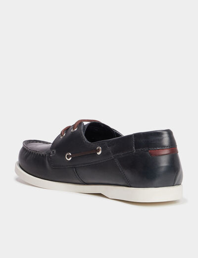 Chaussures bateau en cuir bleu marine homme