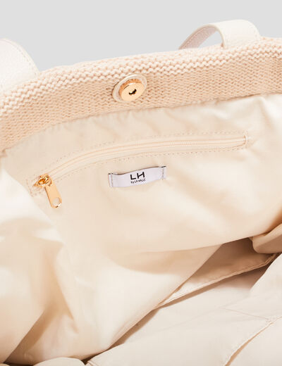 Sac shopper aspect tricoté sable femme
