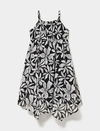 Robe asym&eacute;trique &agrave; bretelles noir fille