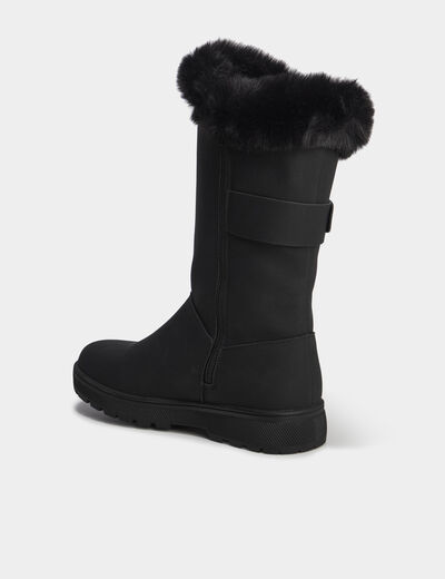 Bottes fourr&eacute;es avec boucles noir femme