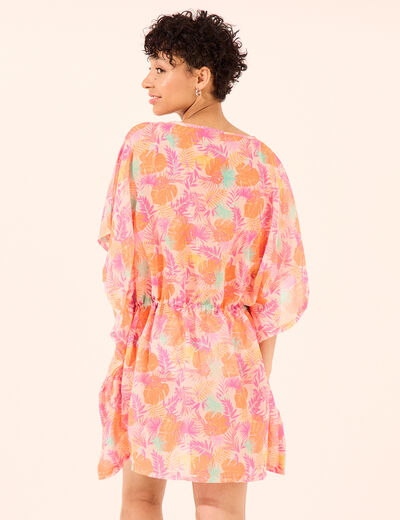 Robe de plage manches 3/4 orange femme