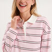 Polo manches longues coton rose pastel femme