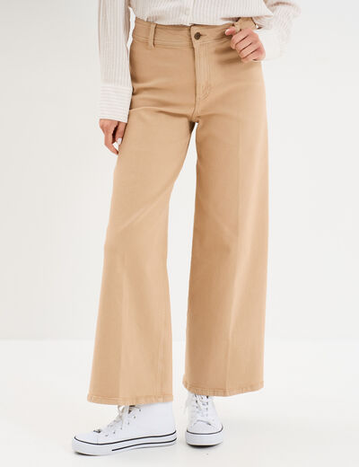 Pantalon large 7/8ème coton sable femme
