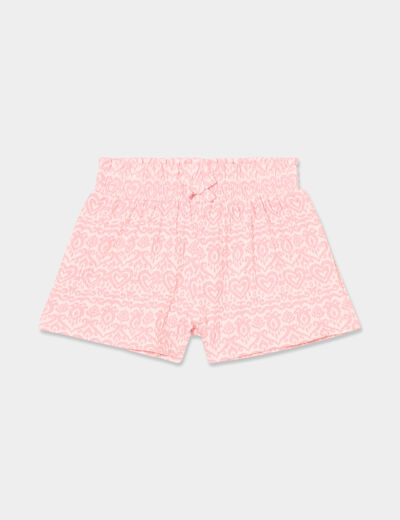 Short fluide taille smockée rose bébé fille