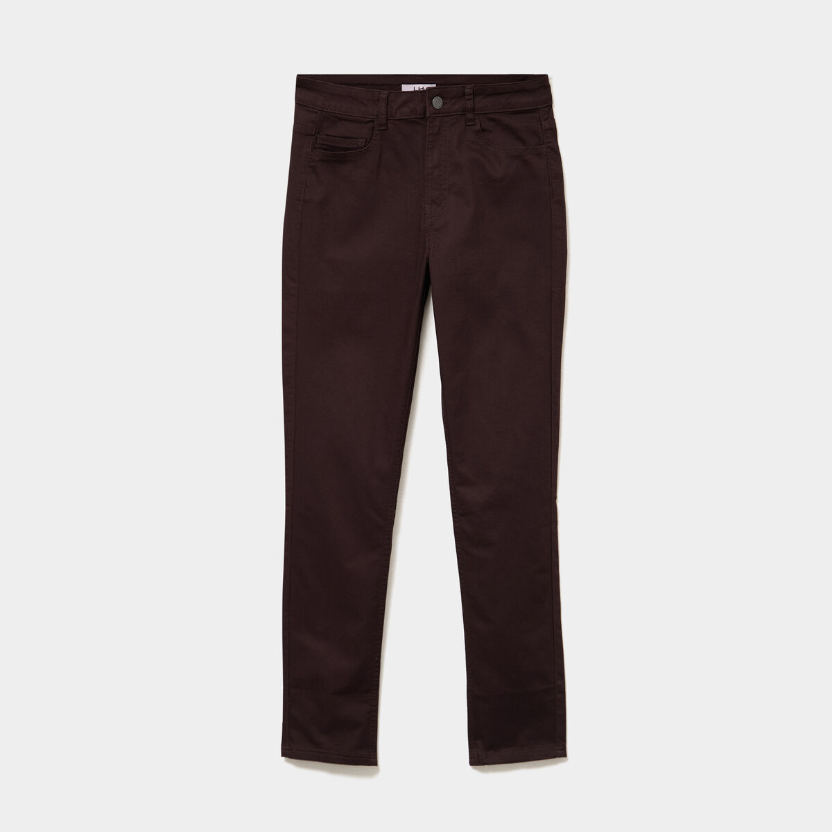 Pantalon slim stretch marron fonc&eacute; femme