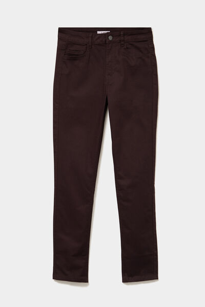 Pantalon slim stretch marron fonc&eacute; femme