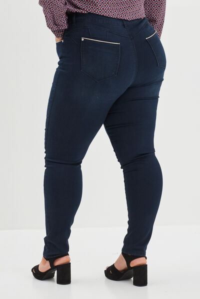 Jeans slim 5 poches avec liserés bleu femme grande taille