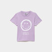 T-shirt col rond coton Smiley World mauve fille