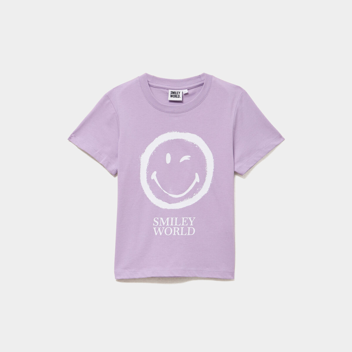 T-shirt col rond coton Smiley World mauve fille