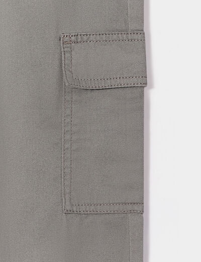 Pantalon cargo taille élastiquée vert kaki garçon