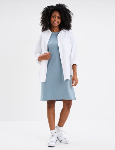 Robe t-shirt manches courtes coton gris femme