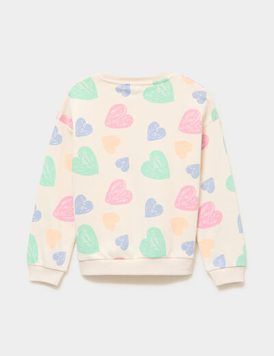 Sweat col rond manches longues beige fille