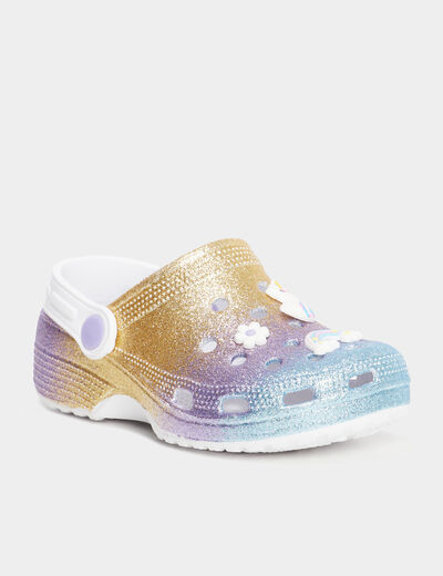 Sabots de plage à paillettes multicolore fille