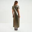 Robe longue d&eacute;tail noeud c&ocirc;t&eacute; jaune or femme