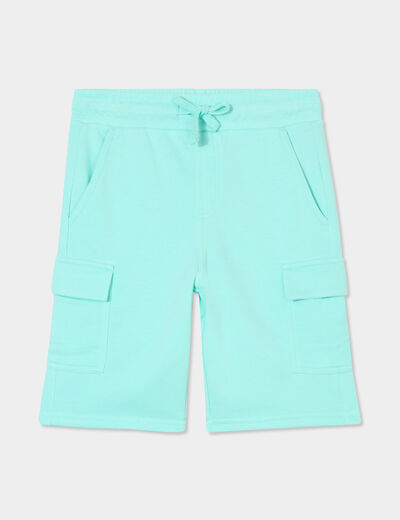 Bermuda cargo poches côtés bleu turquoise garçon