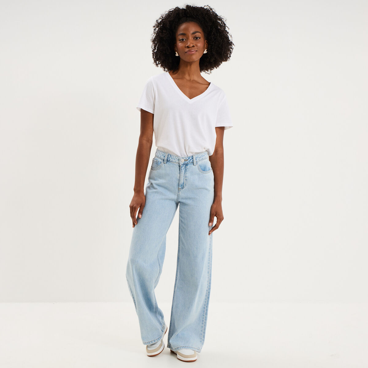 Jeans extra wide leg taille haute denim triple stone femme