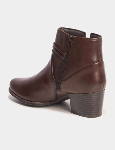 Boots confort en cuir marron femme