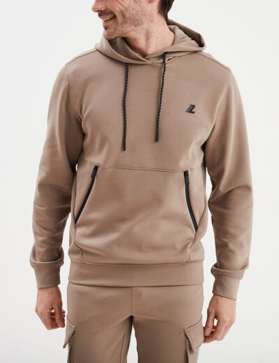 Sweat à capuche hoodie Liberto taupe homme