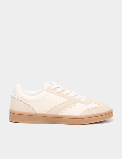 Tennis basses avec dentelle sable femme