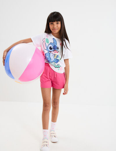 Short de jogging taille élastiquée rose fushia fille