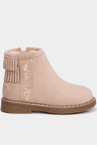 Boots fourr&eacute;es &agrave; franges ivoire b&eacute;b&eacute; fille