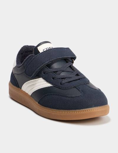 Tennis basses à scratchs bleu marine garçon