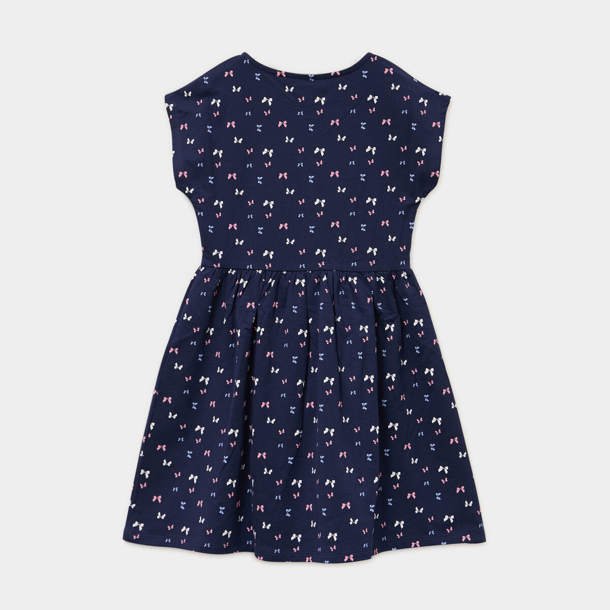 Robe courte droite sans manches cintr&eacute;e bleu marine fille