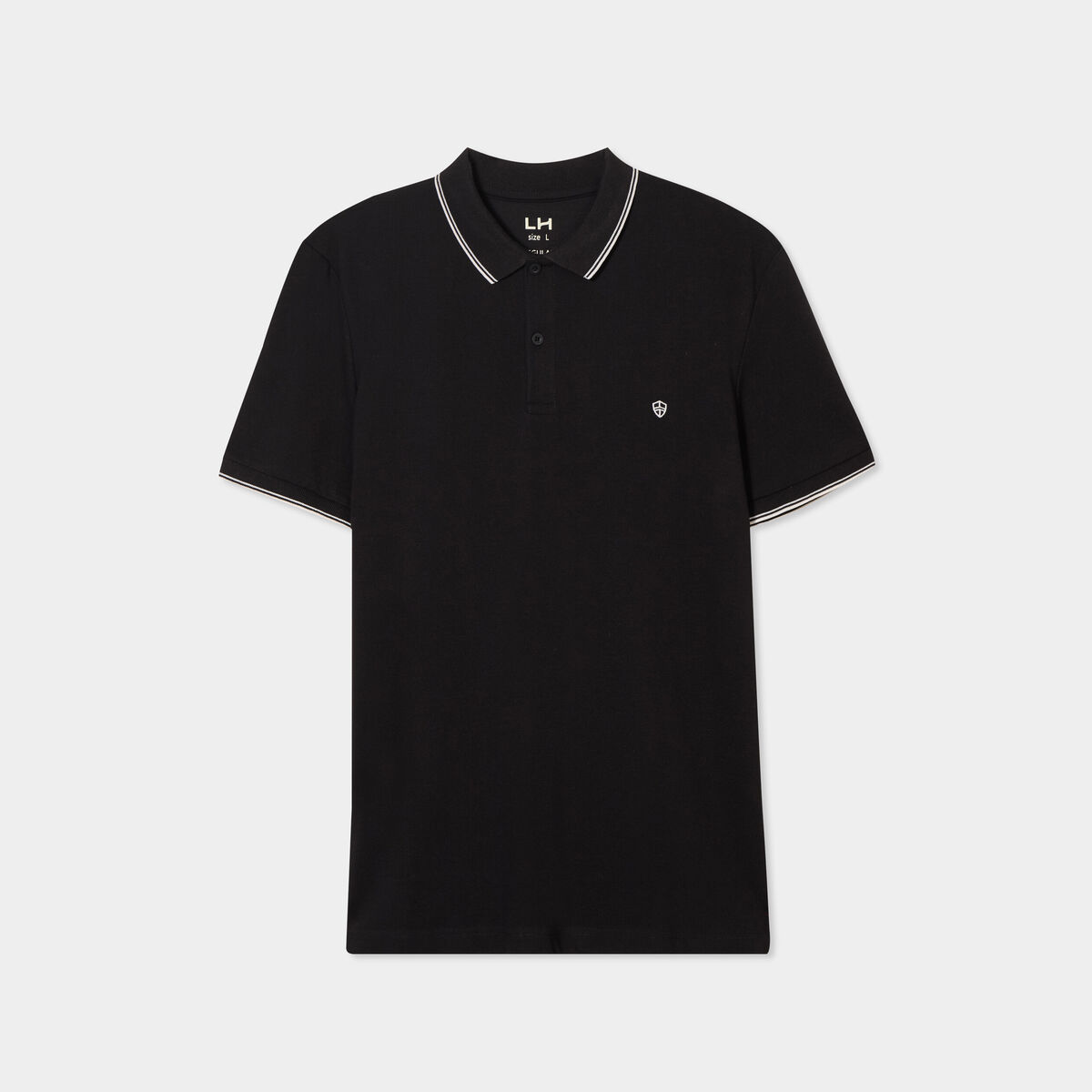 Polo piqu&eacute; coton manches courtes noir homme