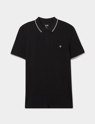 Polo piqu&eacute; coton manches courtes noir homme