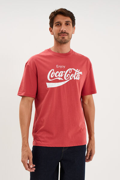 T-shirt manches courtes coton Coca-Cola rouge homme