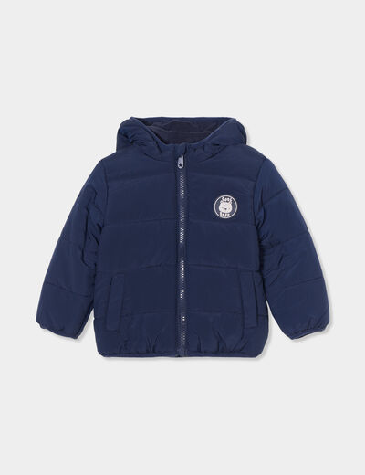 Doudoune doublure polaire à capuche bleu marine bébé garçon