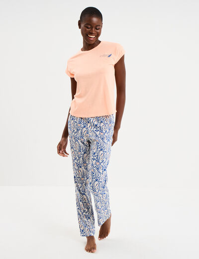 Ensemble pyjama t-shirt et pantalon blanc femme