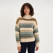Pull col montant manches longues vert olive femme