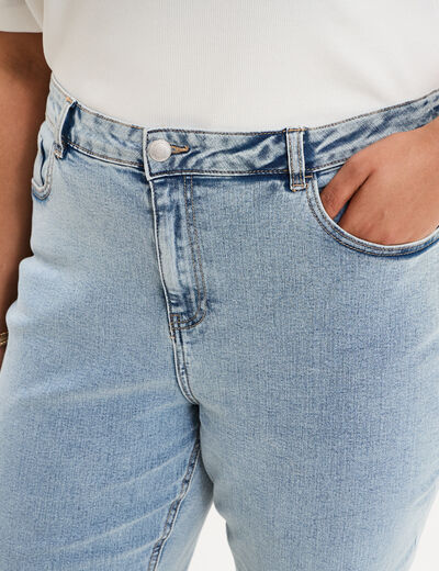 Jeans mom cropped taille haute denim double stone femme grande taille