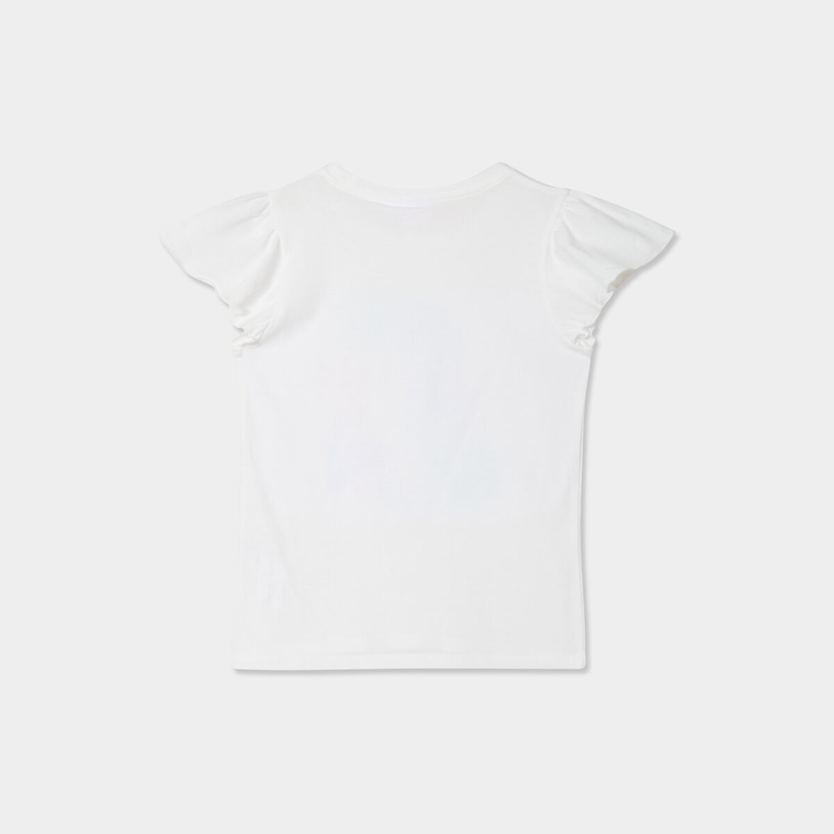 T-shirt sequins manches courtes coton ivoire fille