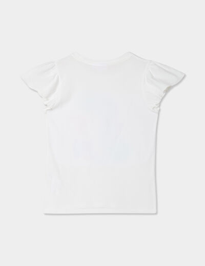 T-shirt sequins manches courtes coton ivoire fille