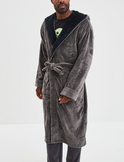 Peignoir long col châle gris foncé homme
