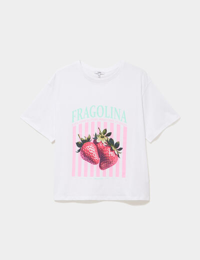 T-shirt avec manches courtes droit coton blanc femme grande taille