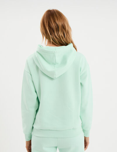 Sweat hoodie molleton &agrave; capuche vert clair femme