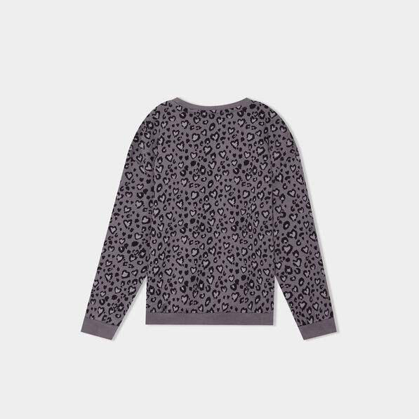 Sweat col rond manches longues gris foncé fille