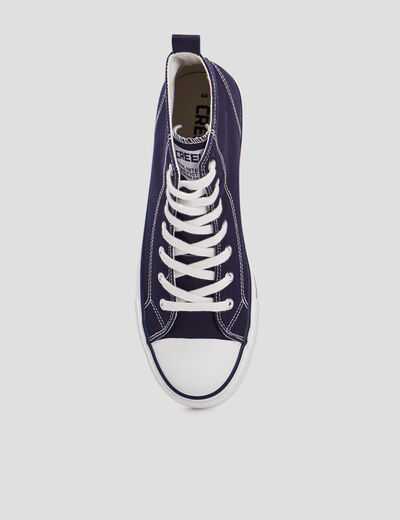 Baskets à lacets montantes en toile bleu marine homme