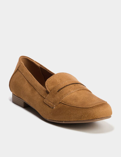 Mocassins effet suédine marron femme