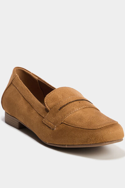 Mocassins effet su&eacute;dine marron femme