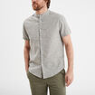 Chemise col mao manches courtes vert kaki homme