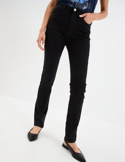 Jeans slim taille haute denim noir femme