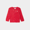 Gilet manches longues boutonné rouge bébé fille